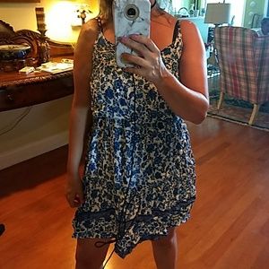 Blue and white strappy dress size 14